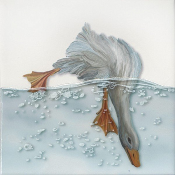 Декор VT\A451\5009 Чудо-озеро 1 белый, голубой (20см*20см*6,9мм) (10шт/0,4м2) Утка, шт