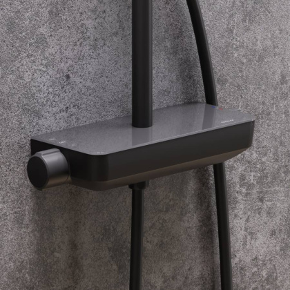 936750300 Scandinavian Pure душевая система с душевым ТМС смесителем полкой, чёрный 936750300 Scandinavian Pure душевая система с душевым ТМС смесителем полкой, чёрный