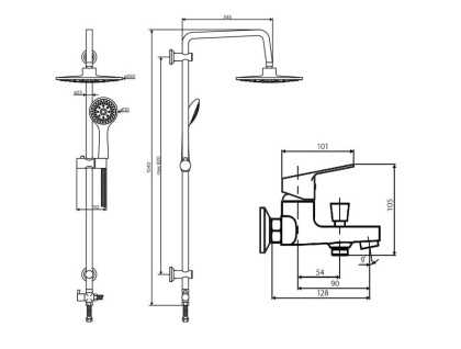 D0711010 Norma душевая система с тропическим душем и смесителем в комплекте