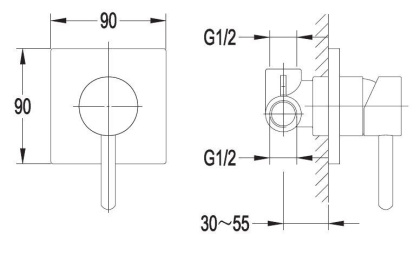 Смеситель для душа скрытого монтажа OMNIRES Y Y1245_KCR (хром)