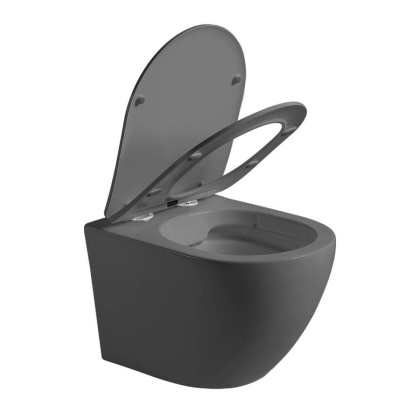 Унитаз подвесной Globo VT1-14SMA безободковый, цвет антрацит мат., ультратонкое сиденье soft-close Унитаз подвесной Globo VT1-14SMA безободковый, цвет антрацит мат., ультратонкое сиденье soft-close