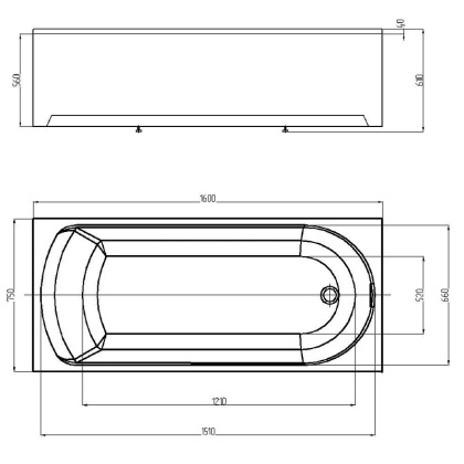 Акриловая ванна Акватек Ника 160х75 NIK160-0000001
