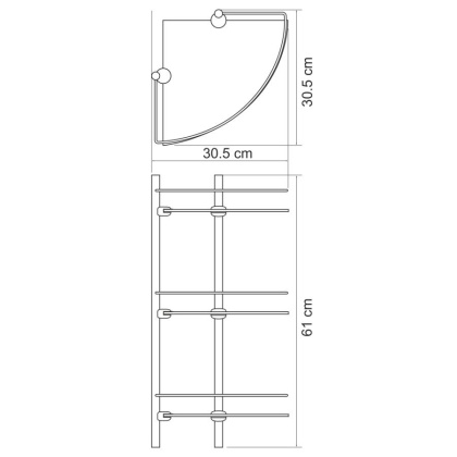 K-3733 Полка стеклянная тройная