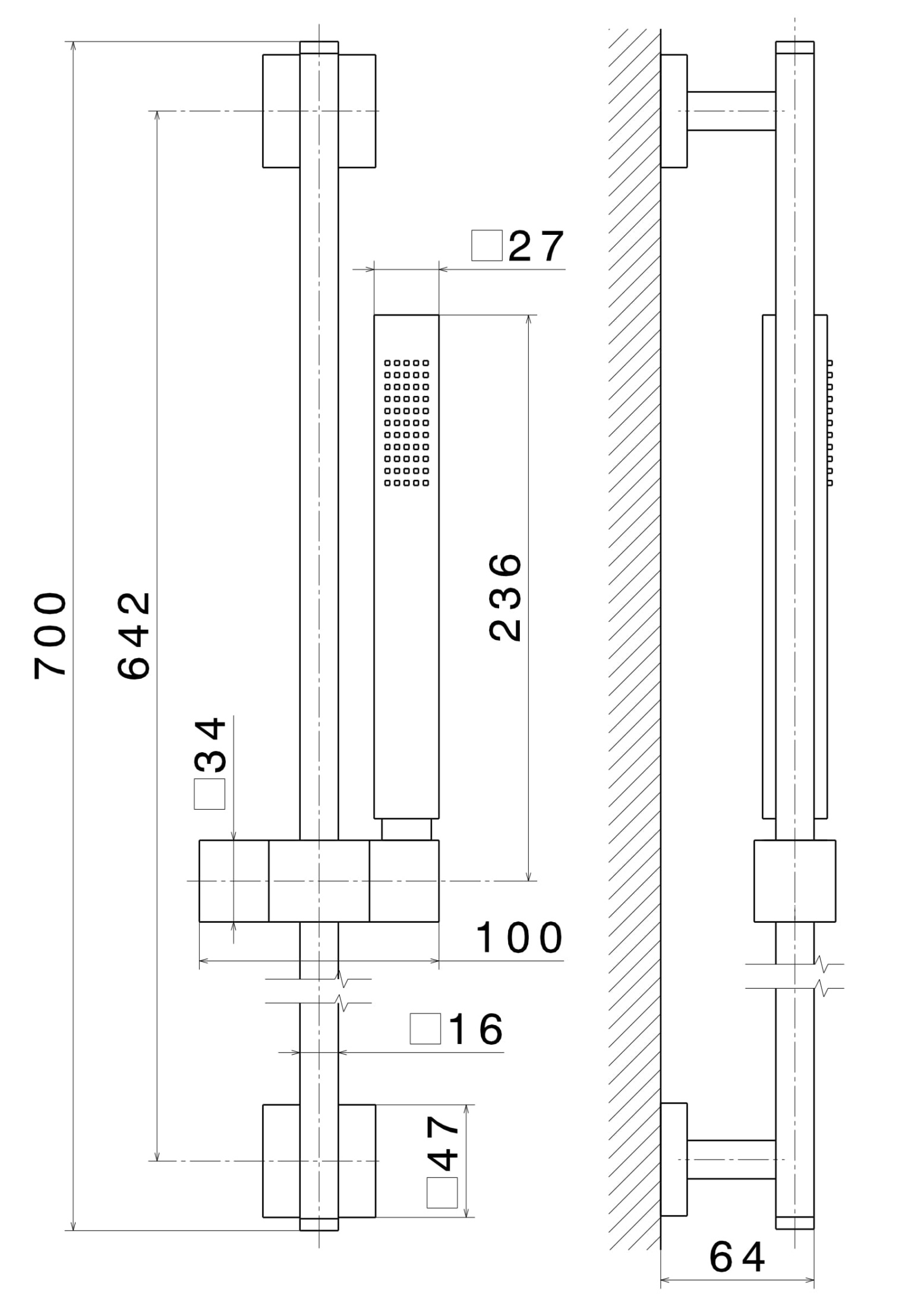 Душевая стойка FUTURA без выхода для подачи воды, хром