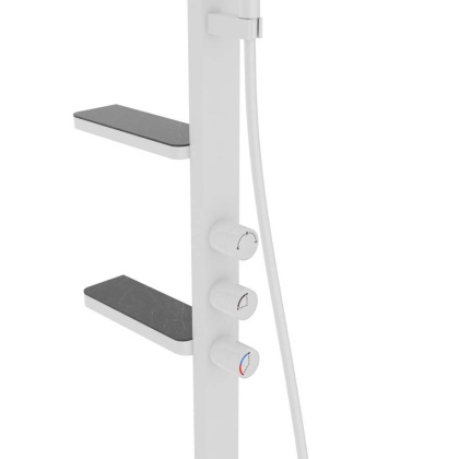 Душевая стойка Inspire VSFS-3I11W с изливом, 30см верх душ, белый Душевая стойка Inspire VSFS-3I11W с изливом, 30см верх душ, белый