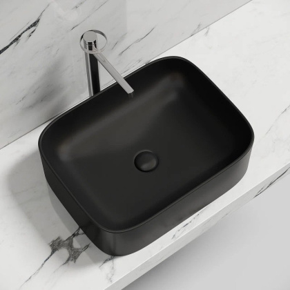 Умывальник чаша накладная прямоугольная (цвет Черный Матовый) Element 505*380*150мм