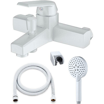 OneLife P02-300w полимерный смеситель для ванны с душ.набором, белый OneLife P02-300w полимерный смеситель для ванны с душ.набором, белый