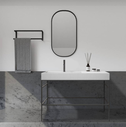 Консоль с раковиной ABBER Stein AS2647 напольная, белая матовая