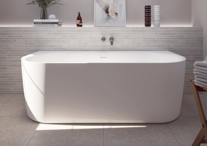 Акриловая ванна пристенная, цельная, белая матовая внутри, серая матовая снаружи,  METAURO-INT-Wall-180-80-60-G-W-MATT Акриловая ванна пристенная, цельная, белая матовая внутри, серая матовая снаружи,  METAURO-INT-Wall-180-80-60-G-W-MATT