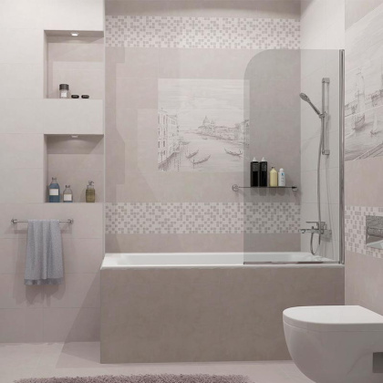 Декор мозаичный MM15150 Монсанту серый светлый глянцевый (15см*40см*6,9мм) (10шт/0,6м2) камень, шт