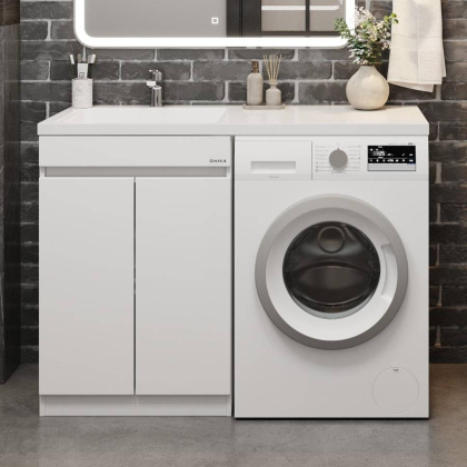 Тумба Onika Милтон Нова 58 напольная под стиральную машину, белая (ум. Kamilla 120/Марсал 120)