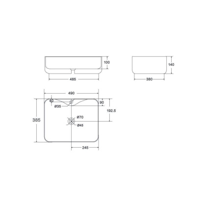 Умывальник накладной, прямоугольный Point Аврора 47, PN43103WB Умывальник накладной, прямоугольный Point Аврора 47, PN43103WB