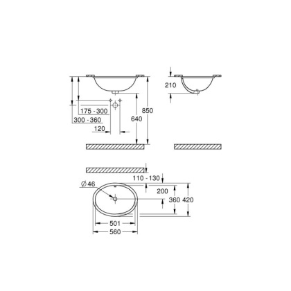 Раковина Grohe Bau Ceramic 55 39423000 Раковина Grohe Bau Ceramic 55 39423000