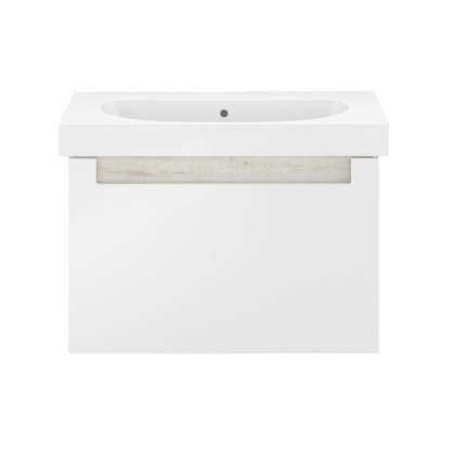 Тумба BUONGIORNO PLUS подвесная с ящиками 80, белая глянцевая-дуб Кантри BGP.80.1+1\WHT