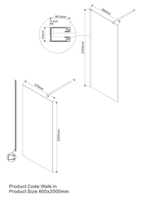 Душевая перегородка Walk-In VSW-1H600CL, 600*2000, хром, стекло прозрачное Душевая перегородка Walk-In VSW-1H600CL, 600*2000, хром, стекло прозрачное