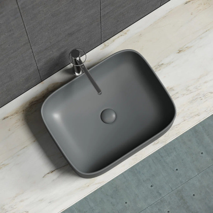 Умывальник чаша накладная прямоугольная (Темный Антрацит Матовый) Element 505*380*150мм