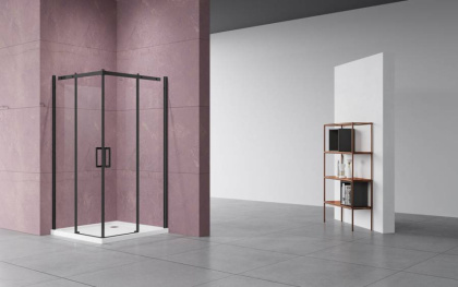 Душевой уголок Dice VSS-4D900CLB, 900*900, черный, стекло прозрачное