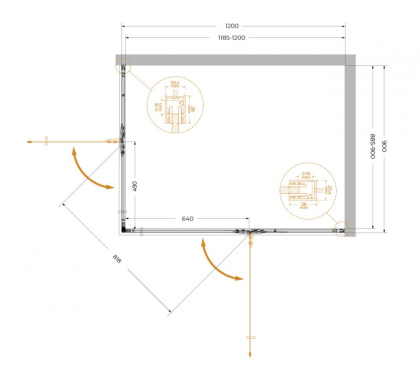 LINER-AH-2-120/90-C-Cr-L Душевой уголок