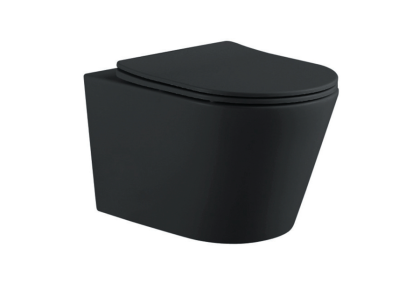 Унитаз подвесной безободковый AQUATEK ВЕГА AQ1905-MB 525*360*320 мм, горизонтальный выпуск, черный матовый, тонкое сиденье с механизмом плавного закрывания, крепеж  Унитаз подвесной безободковый AQUATEK ВЕГА AQ1905-MB 525*360*320 мм, горизонтальный выпуск, черный матовый, тонкое сиденье с механизмом плавного закрывания, крепеж