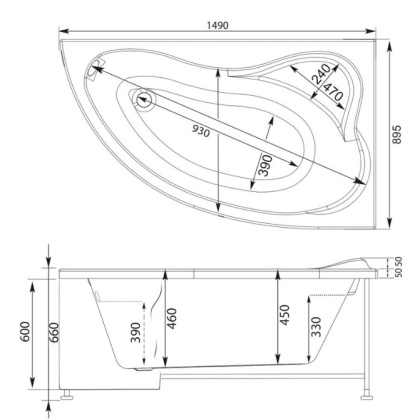 Акриловая ванна Aquanet Atlanta 150x90 L Акриловая ванна Aquanet Atlanta 150x90 L