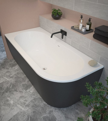 Акриловая ванна CEZARES SLIM CORNER-180-80-60-L-NERO-SET
