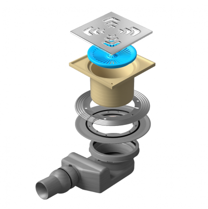 13000006 Точечный трап 150х150 мм Confluo Standard Square 2, металл с перфорацией Square, без рамки Исполнение: Хром  13000006 Точечный трап 150х150 мм Confluo Standard Square 2, металл с перфорацией Square, без рамки Исполнение: Хром