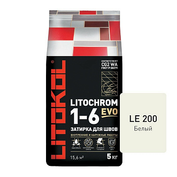 Затирка цементная LITOCHROM 1-6 EVO LE.200 белый 5кг Затирка цементная LITOCHROM 1-6 EVO LE.200 белый 5кг