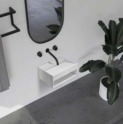 Тумба с раковиной ABBER Stein AS2645-0.8 подвесная, белая матовая Тумба с раковиной ABBER Stein AS2645-0.8 подвесная, белая матовая