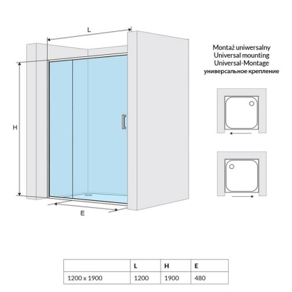 Душевая дверь EXCELLENT Серия 201 120 см (хром)