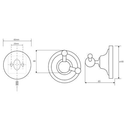Двойной крючок Bemeta Retro bronze 144106037 Бронза