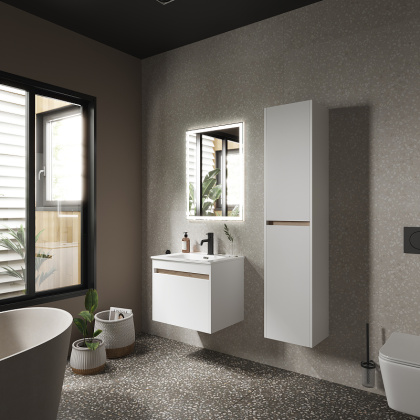 Тумба подвесная SANCOS Smart 590х450х500, c двумя ящиками оснащенными доводчиками, белый глянец , арт. SM60W Тумба подвесная SANCOS Smart 590х450х500, c двумя ящиками оснащенными доводчиками, белый глянец , арт. SM60W