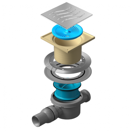 13000002 Точечный трап 150х150 мм Confluo Standard Tide 2 , металл с перфорацией Tide (Волна), без рамки Исполнение: Хром  13000002 Точечный трап 150х150 мм Confluo Standard Tide 2 , металл с перфорацией Tide (Волна), без рамки Исполнение: Хром