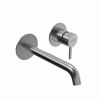 Смеситель для раковины ETERNA однорычажный настенный, без донного клапана, нержавеющая сталь