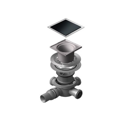 13000090 Точечный трап 150х150 мм Confluo Standard Black Glass 2, чёрное стекло, с рамкой Исполнение: Хром  13000090 Точечный трап 150х150 мм Confluo Standard Black Glass 2, чёрное стекло, с рамкой Исполнение: Хром