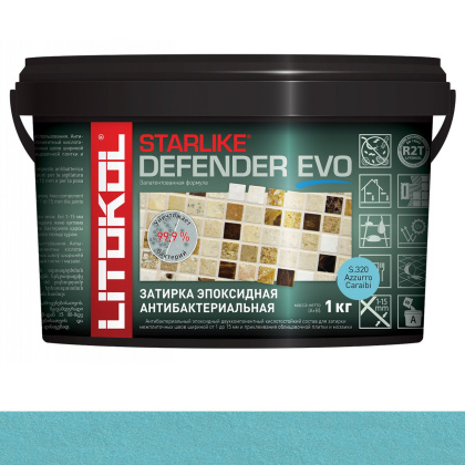 Затирка эпоксидная STARLIKE DEFENDER EVO, S.320 AZZURRO CARAIBI 1кг Затирка эпоксидная STARLIKE DEFENDER EVO, S.320 AZZURRO CARAIBI 1кг