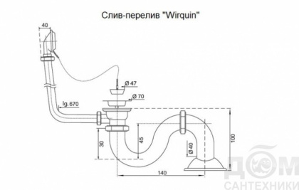 Слив-перелив для ванны Wirquin М ФР-00002135 бронза, шт Слив-перелив для ванны Wirquin М ФР-00002135 бронза, шт