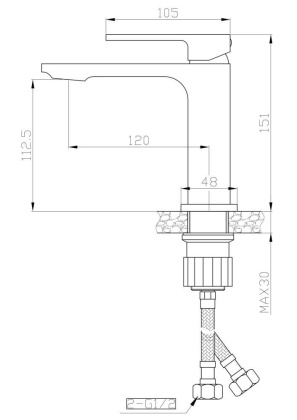 Смеситель для раковины Orange Lutz M04-021b черный
