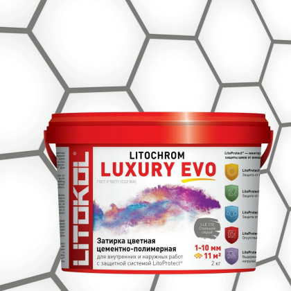 Затирка полимерно-цементная LITOCHROM LUXURY EVO  LLE 110 стальной серый Затирка полимерно-цементная LITOCHROM LUXURY EVO  LLE 110 стальной серый