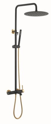Стойка для душа со смесителем UNO черный золото Стойка для душа со смесителем UNO черный золото