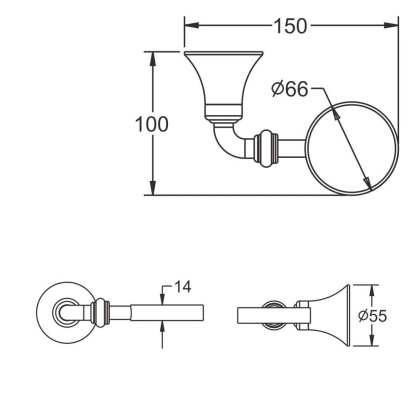 Мыльница  метал керамика, RG1203 Rose, Хром