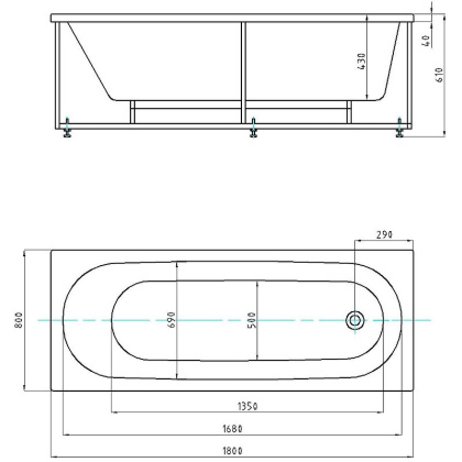 Акриловая ванна Акватек Оберон 180х80 OBR180-0000003