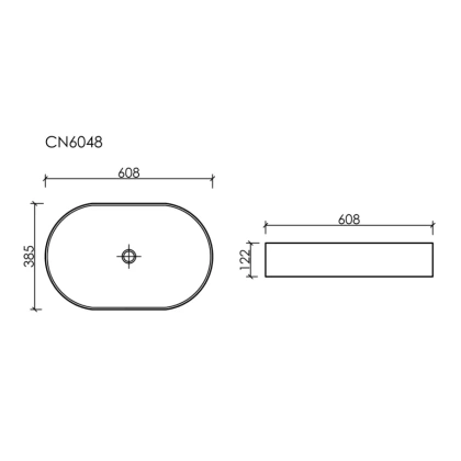 Умывальник чаша накладная овальная Element 608*385*122мм