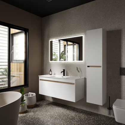 Тумба подвесная SANCOS Smart 1190х450х500, c двумя ящиками оснащенными доводчиками, белый глянец , арт. SM120-1W Тумба подвесная SANCOS Smart 1190х450х500, c двумя ящиками оснащенными доводчиками, белый глянец , арт. SM120-1W