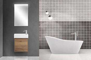 Тумба с раковиной подвесная BelBagno KRAFT MINI 50 Rovere Tabacco правосторонняя, раковина белая Тумба с раковиной подвесная BelBagno KRAFT MINI 50 Rovere Tabacco правосторонняя, раковина белая