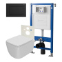 Сет: Система инсталляции Point Элемент для подвесного унитаза PN45120 + Клавиша смыва для инсталляции Point Ника, черная матовая, PN44081BM + Унитаз подвесной Point Меркурий безободковый, сиденье дюропласт микролифт, быстросъем, белый PN41831