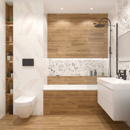 Вставка Calacatta Ice W\DEC M 25х75 NR Glossy 1 Вставка Calacatta Ice W\DEC M 25х75 NR Glossy 1
