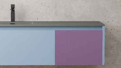 Подвесная тумба Domino 2000, шпон Tabu, для двух раковин, гладкий фасад