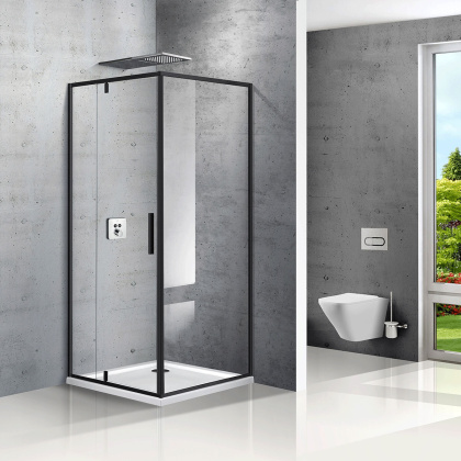 Душевой уголок Slim VPR-2SL9012CLB-L, 1200*900, матовый черный, стекло прозрачное, левый