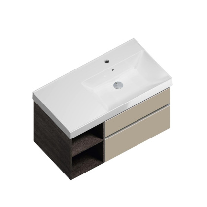 Тумба CUBO правая подвесная с ящиками 90, лимо матовая-древесная CU.90rh\LIM