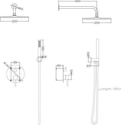 Душевой комплект Creto Element 2.0-WSM3-BK матовый черный Душевой комплект Creto Element 2.0-WSM3-BK матовый черный